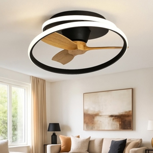 Ventilatore a plafoniera nero moderno con luce silenzioso 20mq con telecomando