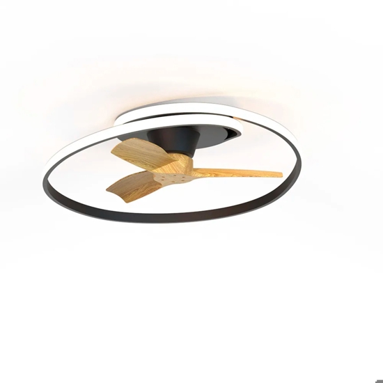 Ventilatore a plafoniera nero moderno con luce silenzioso 20mq con telecomando