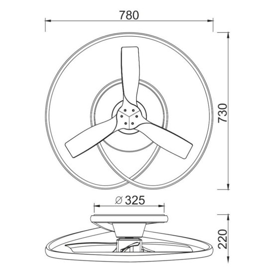 Ventilatore a plafoniera nero moderno con luce silenzioso 20mq con telecomando