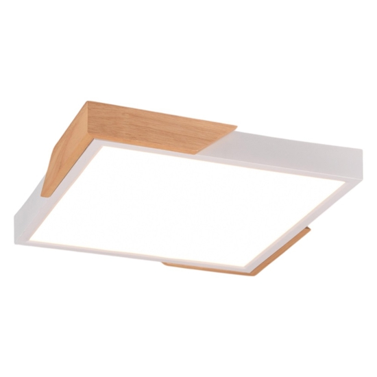 Plafoniera cucina quadrata bianco legno led 20w 3000k dimmerabile moderna