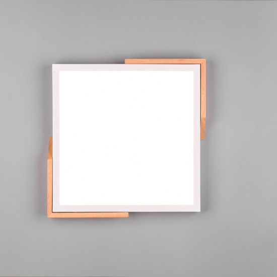 Plafoniera cucina quadrata bianco legno led 20w 3000k dimmerabile moderna