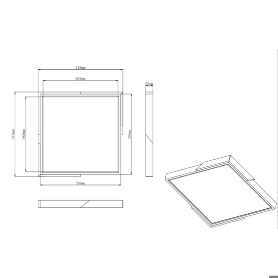 Plafoniera cucina quadrata bianco legno led 20w 3000k dimmerabile moderna