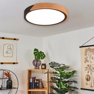 Plafoniera cucina nera legno rotonda led 20w 3000k dimmerabile