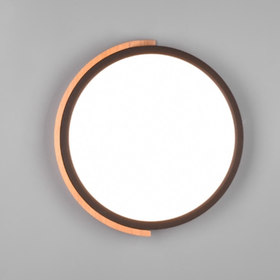 Plafoniera cucina nera legno rotonda led 20w 3000k dimmerabile