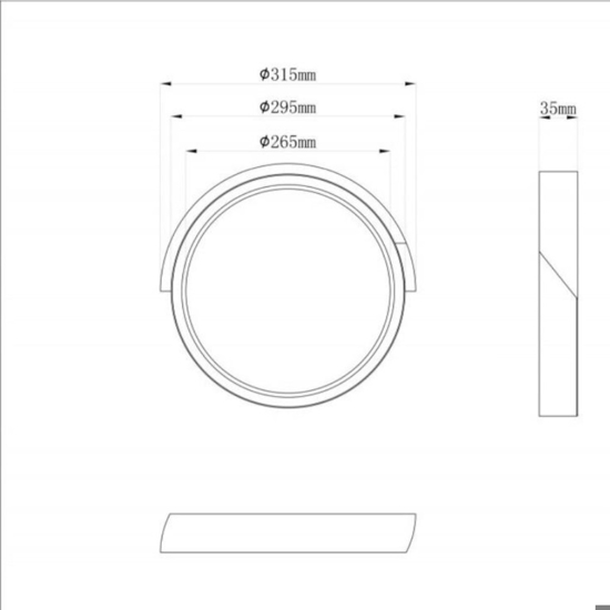 Plafoniera cucina nera legno rotonda led 20w 3000k dimmerabile