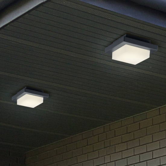 Plafoniera da esterno quadrata 14cm antracite led 3000k
