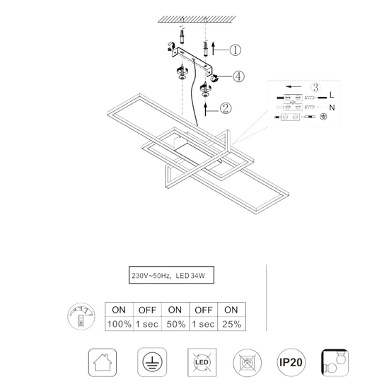 Plafoniera da soffitto led 3000k  design nero dimmerabile