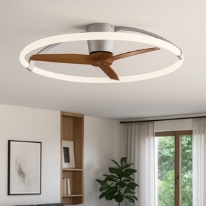 Ventilatore a plafoniera con luce 20mq grigio pale di legno con telecomando
