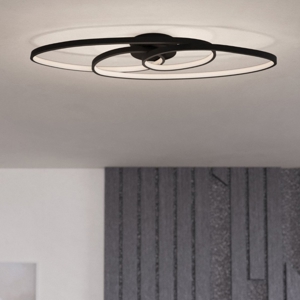 Eglo giannella plafoniera per soggiorno nera led 36w 3000k design moderna