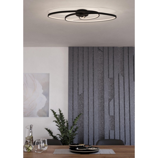 Eglo giannella plafoniera per soggiorno nera led 36w 3000k design moderna