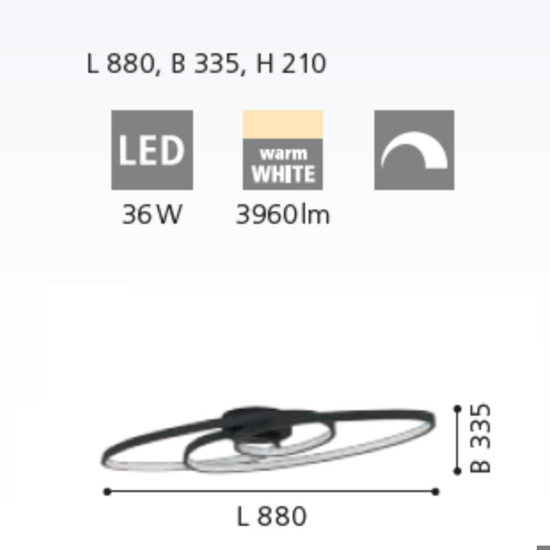 Eglo giannella plafoniera per soggiorno nera led 36w 3000k design moderna