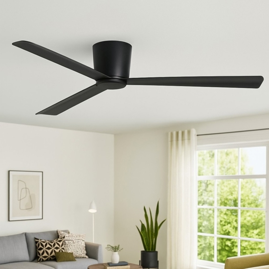 Ventilatore nero da soffitto a pale 28mq silenzioso con telecomando