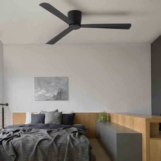 Ventilatore nero da soffitto a pale 28mq silenzioso con telecomando
