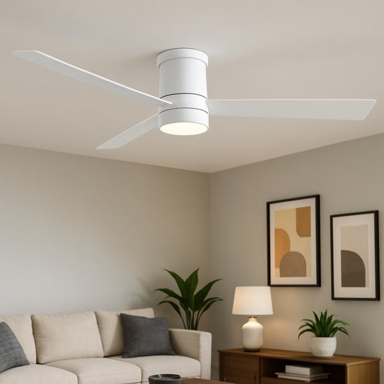 Ventilatore da soffitto tre pale bianco con luce telecomando