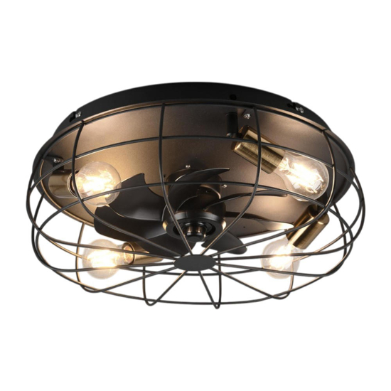Ventilatore a plafoniera con luce da soffitto rustico nero