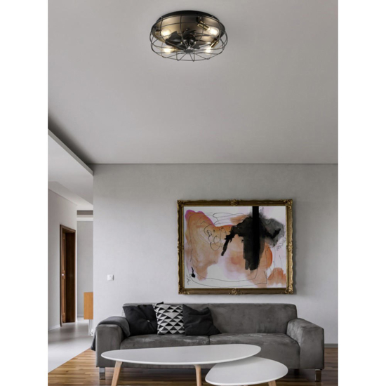 Ventilatore a plafoniera con luce da soffitto rustico nero
