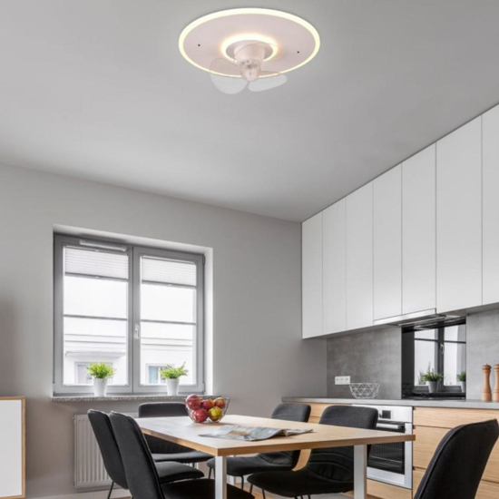 Plafoniera ventilatore bianco da soffitto con luce telecomando