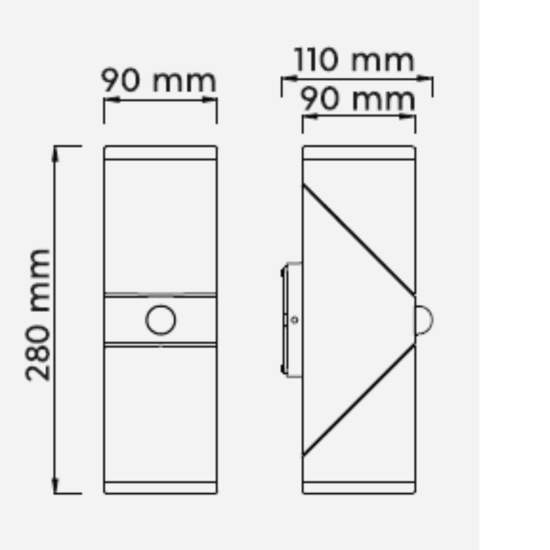 Applique da esterno led 14w 3000k antracite con sentore di movimento