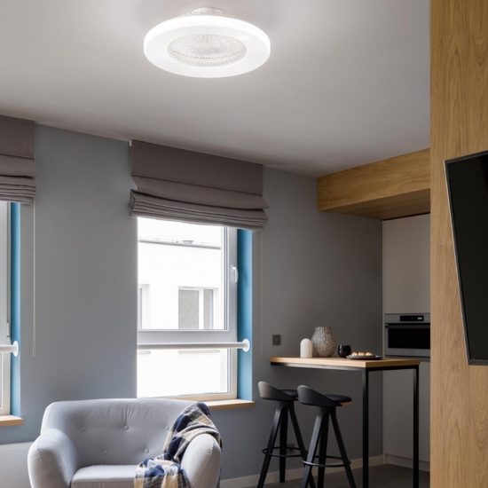 Plafoniera con ventilatore bianco silenzioso 13mq con telecomando