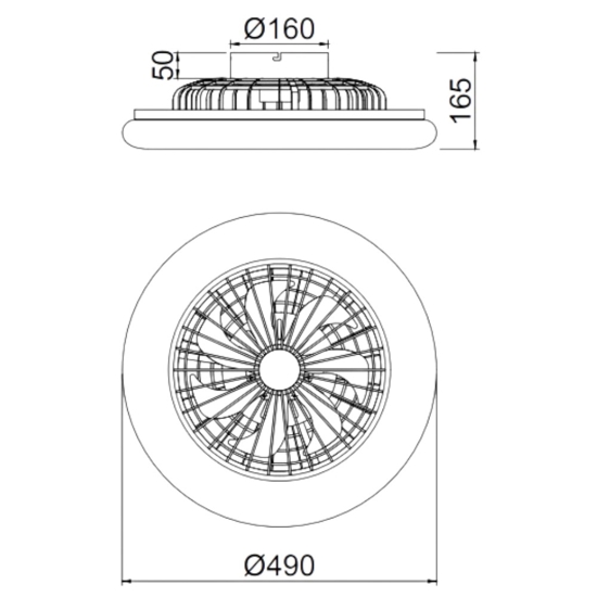 Plafoniera con ventilatore nero da soffitto con luce telecomando