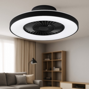 Ventilatore a plafoniera da soffitto nero silenzioso con luce