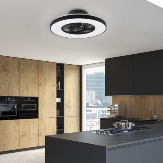 Ventilatore a plafoniera da soffitto nero silenzioso con luce