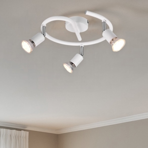 Plafoniera con faretti led design tondo luci orientabili bianco