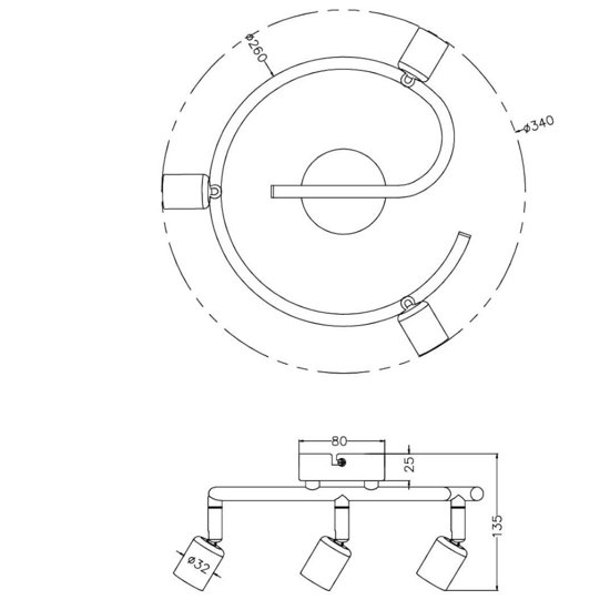 Plafoniera con faretti led design tondo luci orientabili bianco