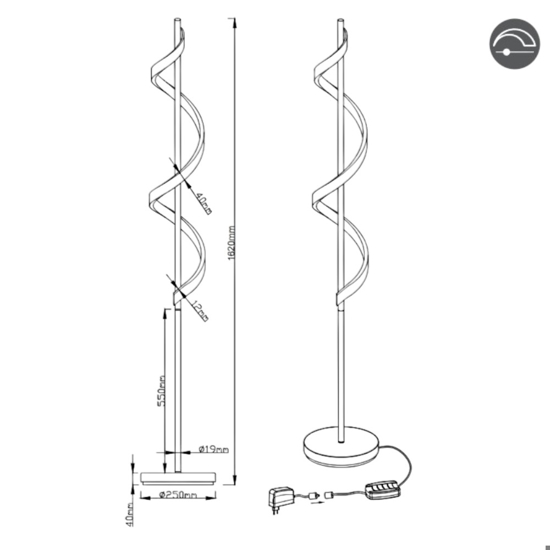 Piantana moderna per camera da letto led 3000k h162 cm a spirale