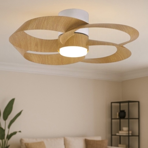 Lampadario ventilatore 13mq effetto legno con luce telecomando