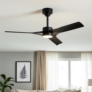 Ventilatore da soffitto nero 20mq con luce telecomando app