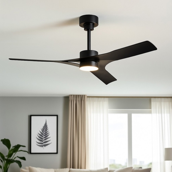 Ventilatore da soffitto nero 20mq con luce telecomando app