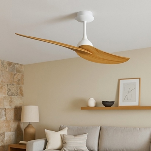 Ventilatore moderno da soffitto bianco e legno ambienti 20mq con telecomando