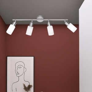 Plafoniera con 4 faretti led orientabili vetri bianchi