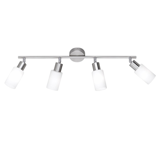 Plafoniera con 4 faretti led orientabili vetri bianchi