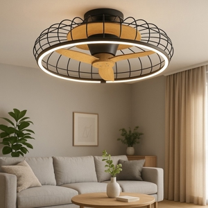 Ventilatore a plafoniera nero 20mq con luce da soffitto con telecomando