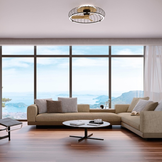 Ventilatore a plafoniera nero 20mq con luce da soffitto con telecomando