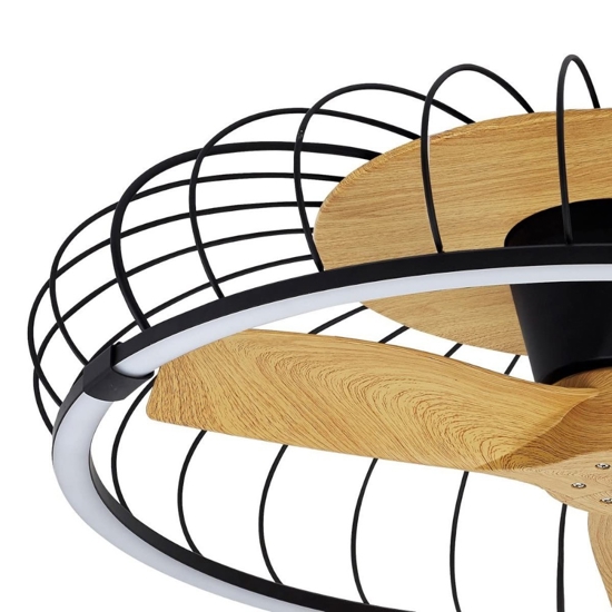 Ventilatore a plafoniera nero 20mq con luce da soffitto con telecomando