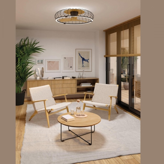 Ventilatore a plafoniera nero 20mq con luce da soffitto con telecomando