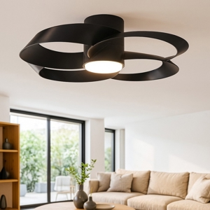 Plafoniera con ventilatore nero con luce telecomando 13mq