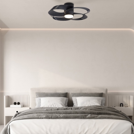 Plafoniera con ventilatore nero con luce telecomando 13mq