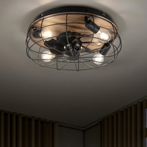 Ventilatore a plafoniera da soffitto vintage con luce nero