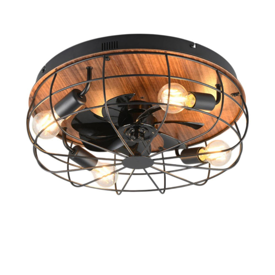 Ventilatore a plafoniera da soffitto vintage con luce nero