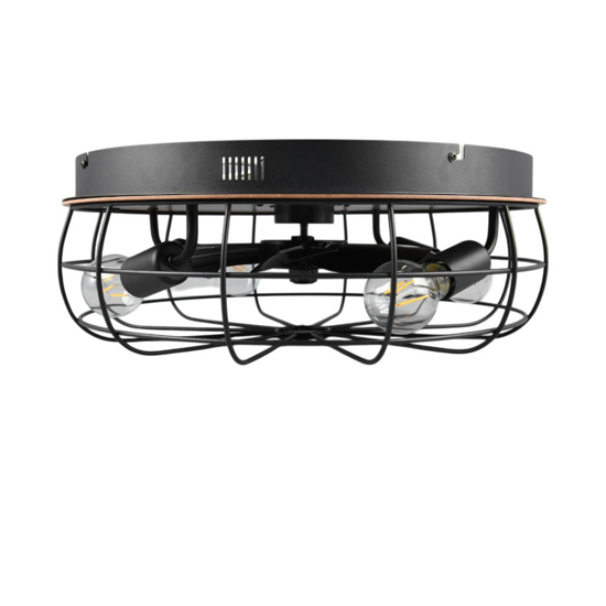 Ventilatore a plafoniera da soffitto vintage con luce nero