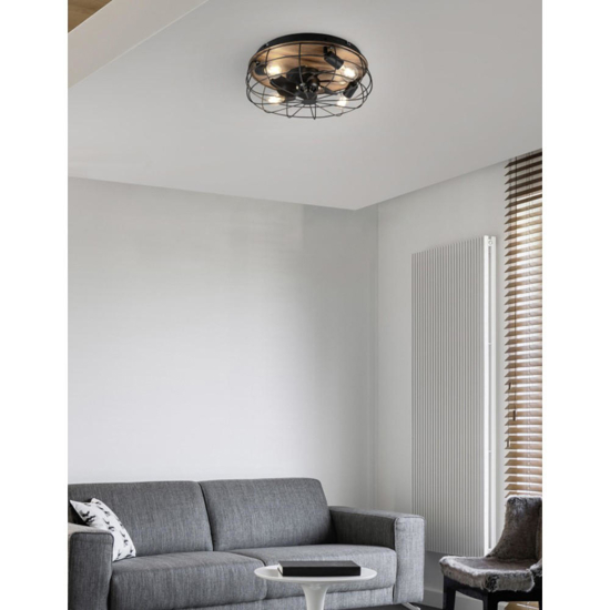 Ventilatore a plafoniera da soffitto vintage con luce nero