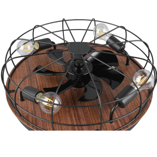 Ventilatore a plafoniera da soffitto vintage con luce nero
