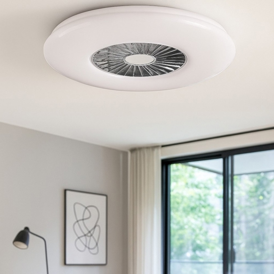 Plafoniera con ventilatore da soffitto bianco luce telecomando