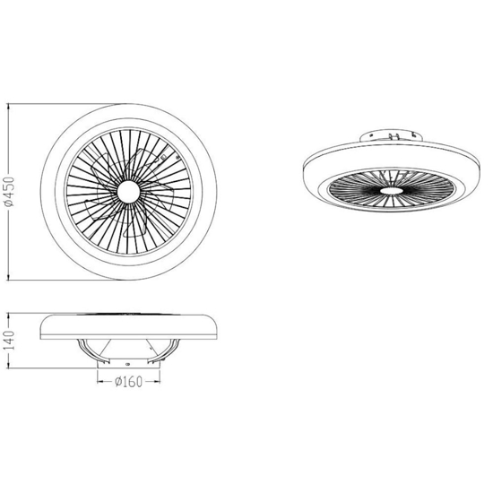 Ventilatore silenzioso a plafoniera con luce telecomando