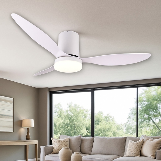 Ventilatore da soffitto bianco a pale silenzioso con luce telecomando