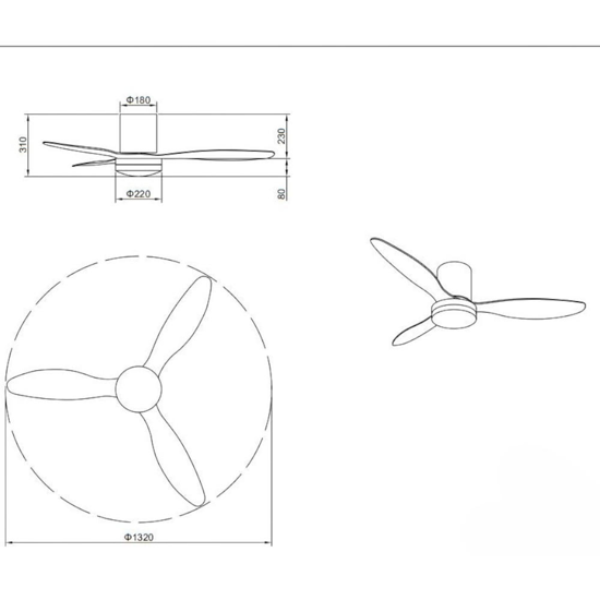 Ventilatore da soffitto bianco a pale silenzioso con luce telecomando